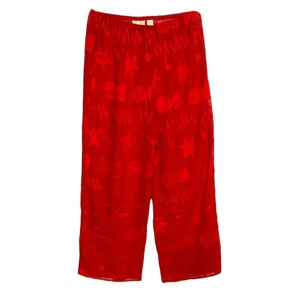 Victoria’s Secret Gold Label Sheer Wide Leg Pajama Pants Red Size Small